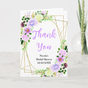 Carte De Remerciements Fleurs Violettes de Printemps avec Feuillage pour