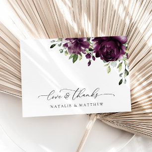 Carte De Remerciements Fleurs Violettes, Fleurs de Prunier, Boho, Mariage