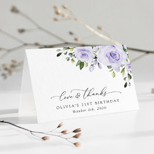 Carte De Remerciements Fleurs violettes, Fleurs Lilac, Boho, Anniversaire