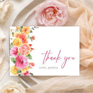Carte De Remerciements Fleurs vives Festives Citrus Floral