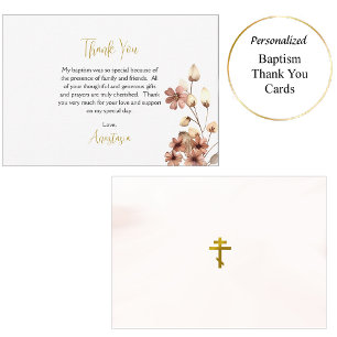 Carte De Remerciements Fleurs Whimsical Boho Orthodoxe Baptême chrétien