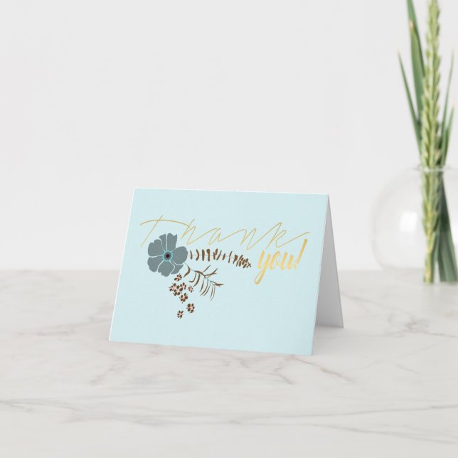 Carte De Remerciements Fleurs Whimsical Turquoise gris rose Flow Motif (Devant)