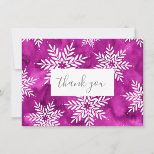 Carte De Remerciements Flocons de neige aquarelle abstraits magenta