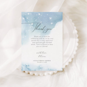 Carte De Remerciements Flocons de Neige Bleus pour une Baby Shower de Mar