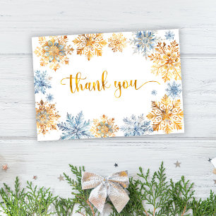 Carte De Remerciements Flocons de neige dorés