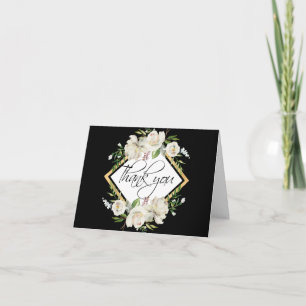 Carte De Remerciements Floral Antique Blanc Noir Mariage Or   PHOTO