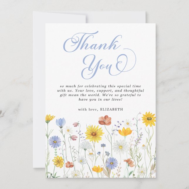 Carte De Remerciements Floral Baby shower fleur sauvage (Devant)