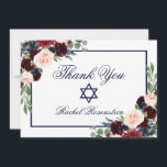 Carte De Remerciements Floral bat mitzvah Burgundy<br><div class="desc">Aquarelle bat mitzvah Bourgogne Marsala bleu Carte de remerciements Floral</div>