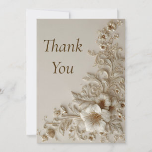 Carte de remerciements floral beige et ivoire