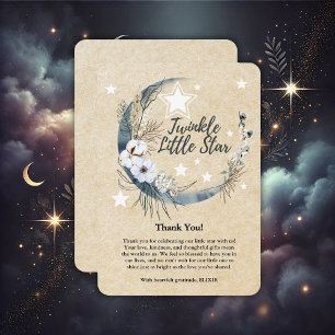 Carte De Remerciements Floral Blanc Twinkle Petit Baby shower étoile