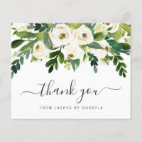 Carte de remerciements Floral Blanc Vert