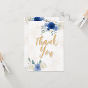 Carte de remerciements Floral Bleu & Baby shower O