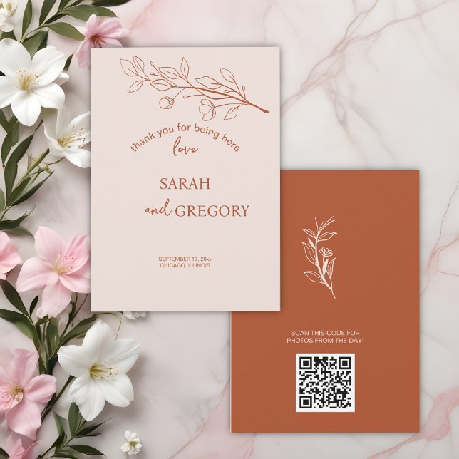 Carte de remerciements Floral Boho simple (Créateur téléchargé)