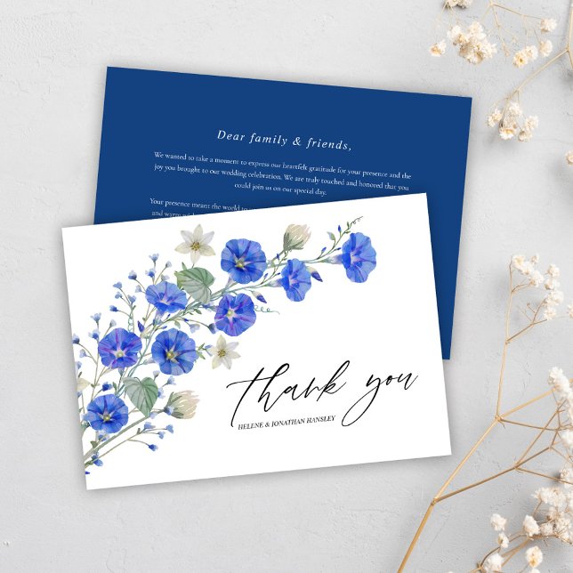 Carte De Remerciements Floral Botanical Fleur sauvage Moderne Mariage élé (Floral Botanical Wildflower Modern Elegant Wedding Thank You Card)