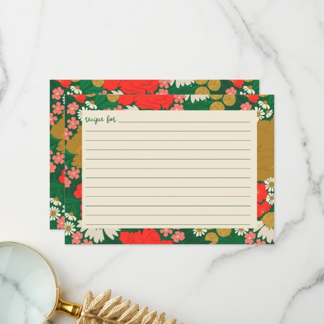 Carte De Remerciements Floral Bouquet Bridal Shower Recipe Card (Devant/Arrière en situation)