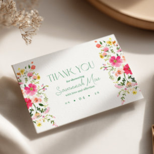 Carte de remerciements floral brillant Douche co