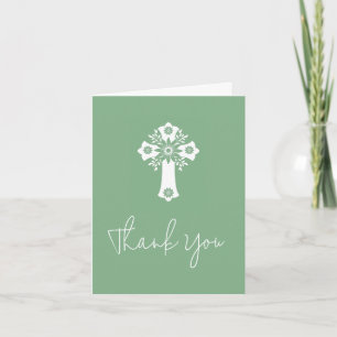 Carte de remerciements Floral Cross Christening Sa