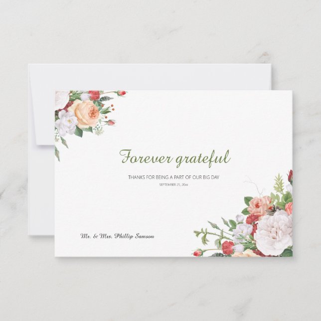 Carte de remerciements floral de jardin vintage (Devant)