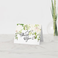 Carte de remerciements floral d'hortensia crème et