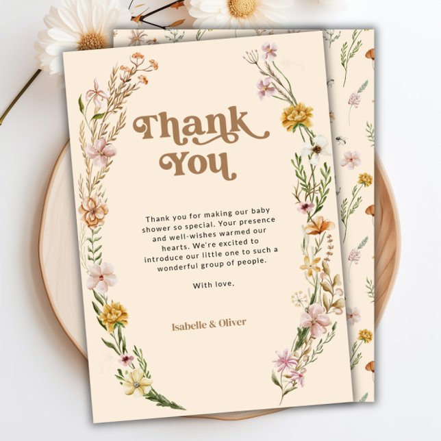 Carte de remerciements Floral fleur sauvage (Wildflower Floral Thank You Card)