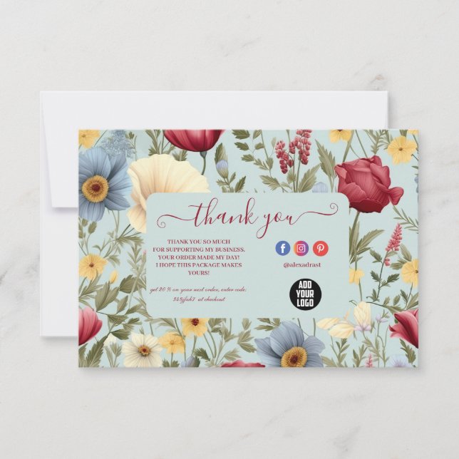 Carte De Remerciements Floral Fleur sauvage élégant moderne (Devant)