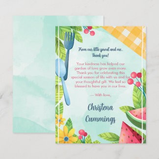 Carte De Remerciements Floral Garden Seeds of Love Baby Shower Thank You 