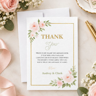 Carte De Remerciements Floral Gold Script Sweet Sixteen Élégant 16ème