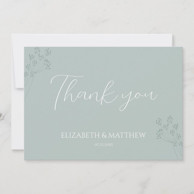 Carte De Remerciements Floral Greenery Wedding Thank You Card (Devant)