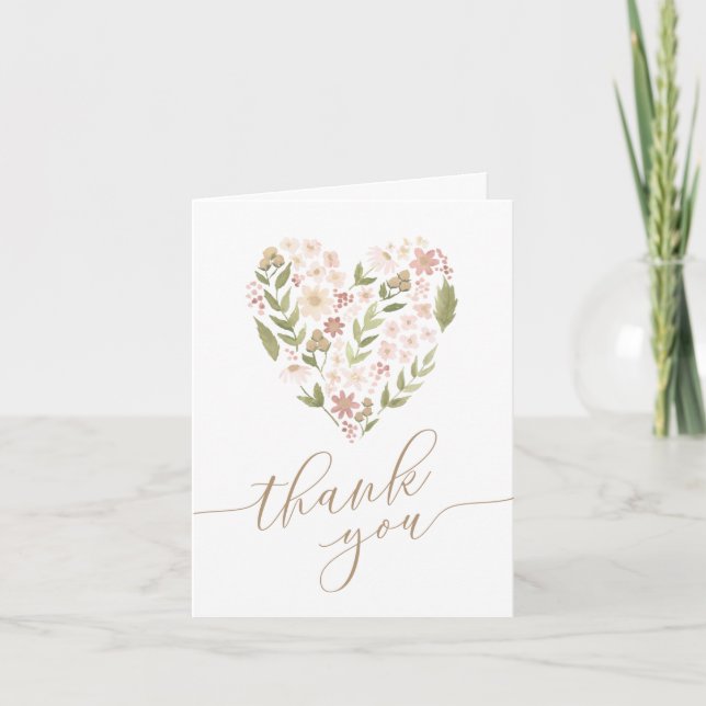 Carte De Remerciements Floral Heart Girl Baby shower (Devant)