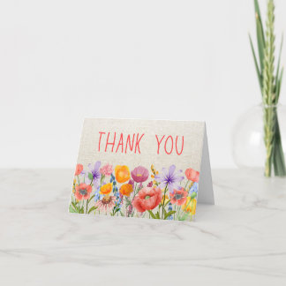 Carte De Remerciements Floral Linen Thanks - Warm Inside Message