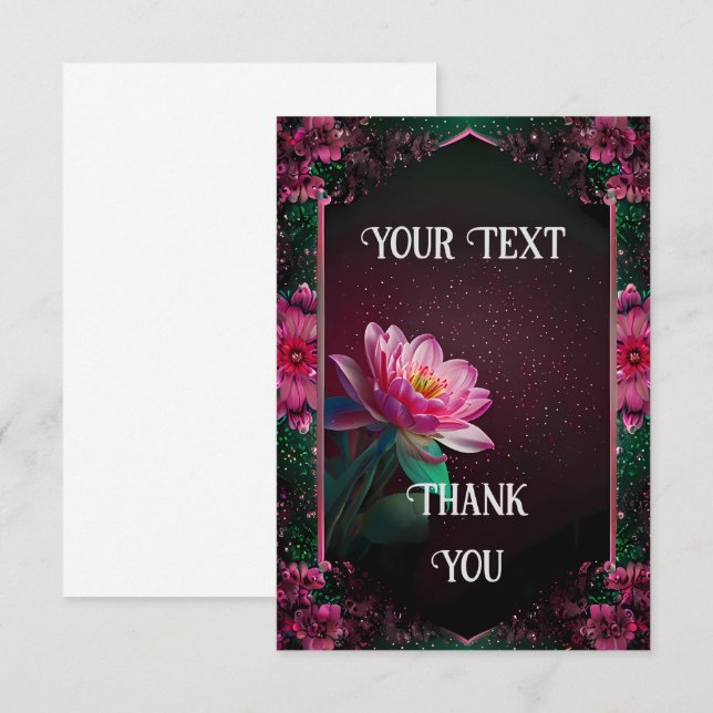 Carte De Remerciements "Floral Lotus Mariage Suite | Starry Night Romance (Devant / Derrière)