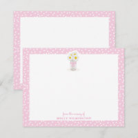 Floral Mason Jar Pink Bow Girl Baby papeterie