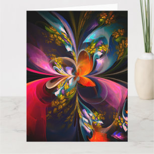 Carte De Remerciements Floral moderne Art Abstrait Rouge Bleu Motif #13