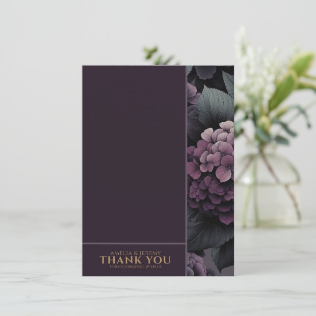 Carte De Remerciements Floral Moody violet (Debout devant)