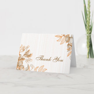 Carte de remerciements floral orange et Brown