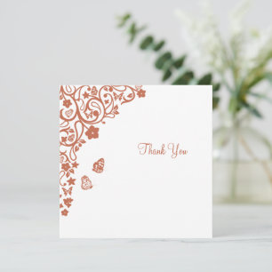 Carte De Remerciements Floral Papillon Jardin Terracotta Carré Mariage