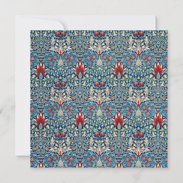 Carte De Remerciements Floral pattern on green leaves blue background (Devant)