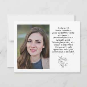 Carte De Remerciements Floral Photo Funeral Thank You Note Card