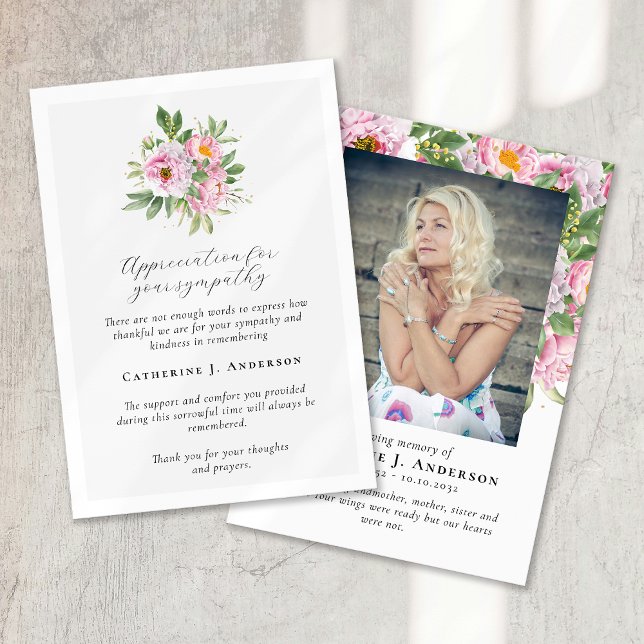Carte De Remerciements Floral Photo Sympathy Funeral Memorial (Créateur téléchargé)