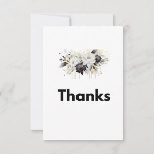 Carte de remerciements floral - plat (blanc sur un