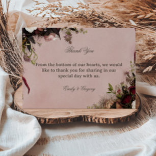 Carte De Remerciements Floral Romance aux Teintes Roses