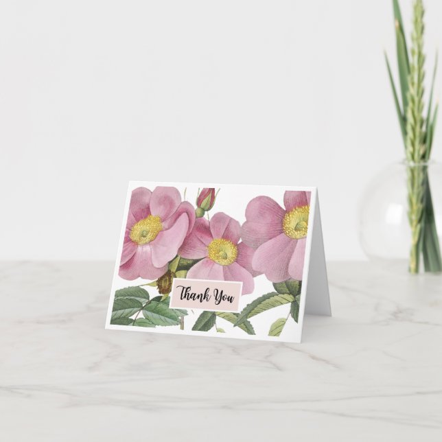 Carte de remerciements floral rose (Devant)
