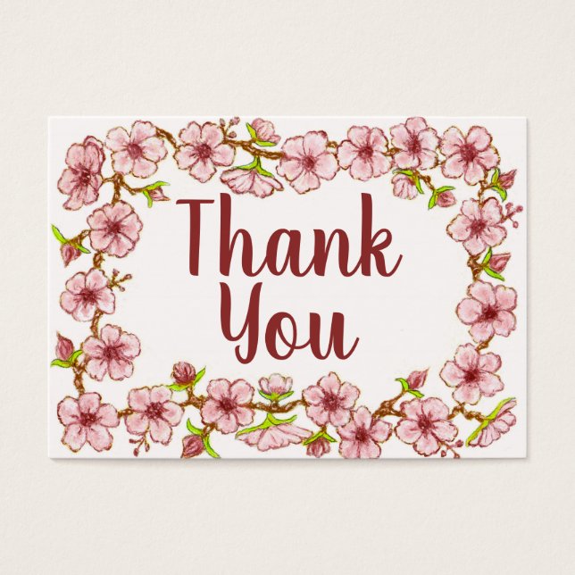 Carte de remerciements floral rose (Devant)