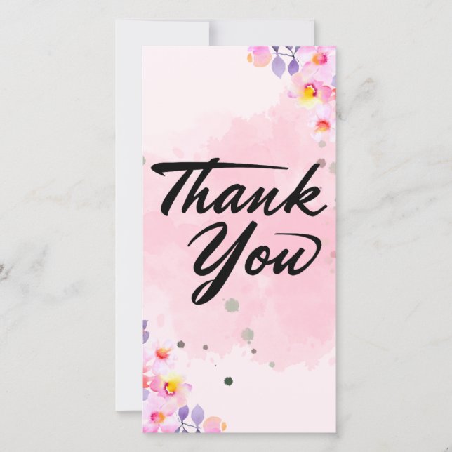 Carte de remerciements floral rose (Devant)