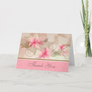 Carte de remerciements Floral Rose Avec Damas