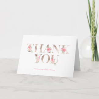 Carte de remerciements floral rose doré