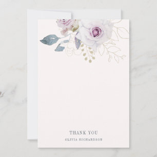 Carte De Remerciements Floral rose et violet doux