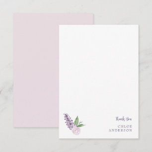 Carte de remerciements floral rose et violet perso