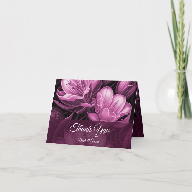 Carte de remerciements floral rose magenta (Devant)
