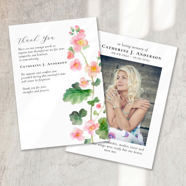 Carte De Remerciements Floral rose photo Sympathy Funeral Memorial (Créateur téléchargé)